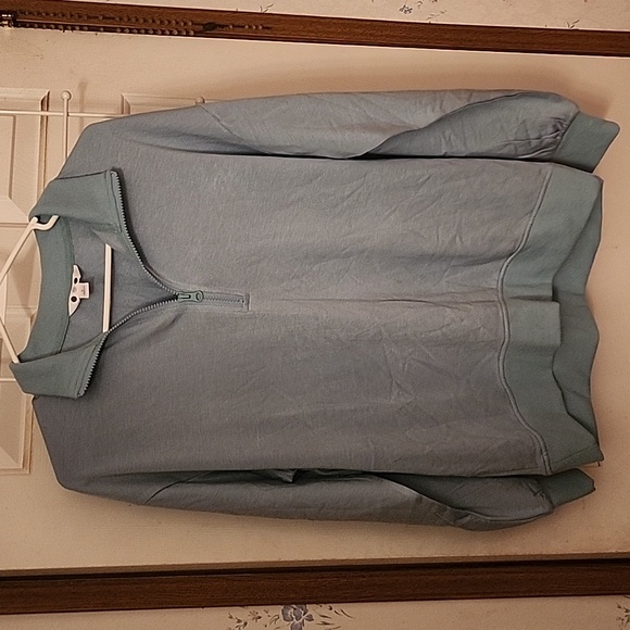 Three Dots Light Blue Quarter-Zip Pullover - Picture 7 of 9